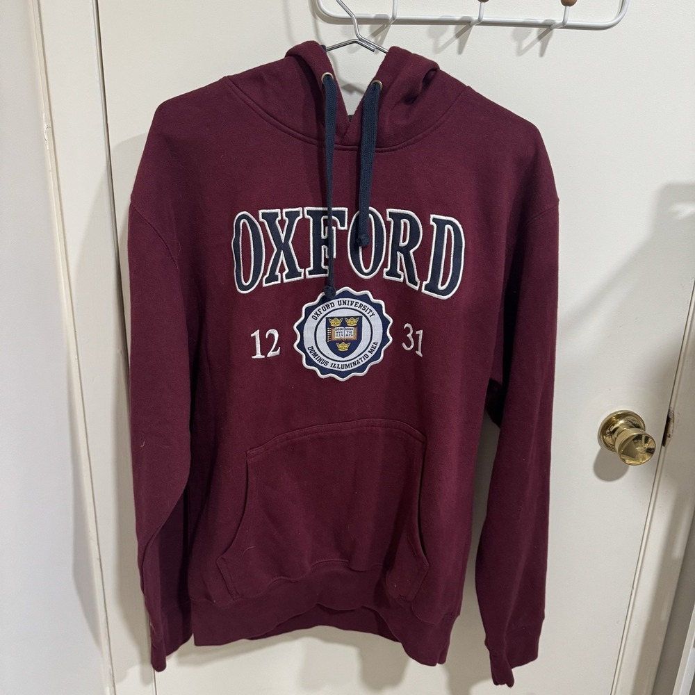 Oxford University Official Hoodie Sweatshirt Men XL Maroon College England Crest